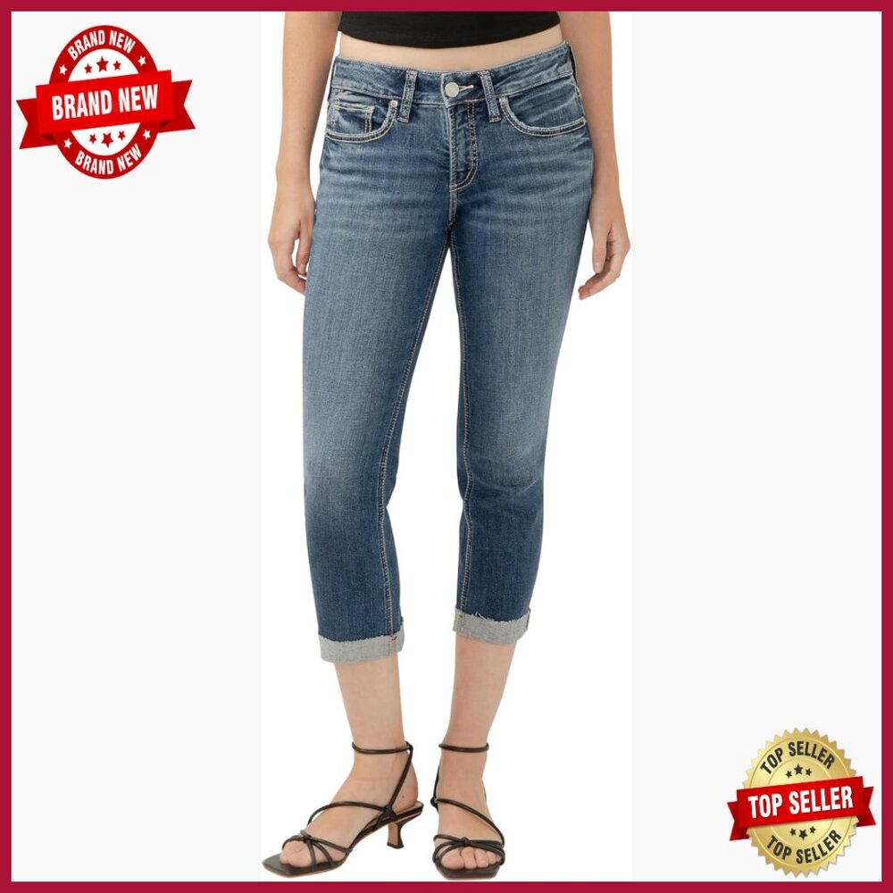 Low Rise Curvy Fit Capri Jeans, Power Stretch Denim, Casual Wear